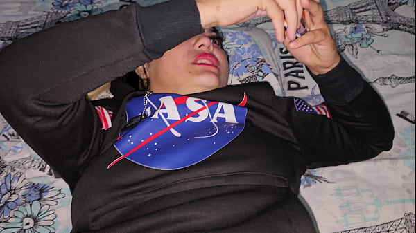 BLONDE FUCKS IN A BLACK NASA LOGO SWEATER.